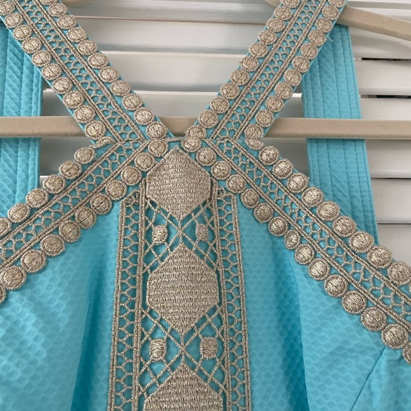 Lilly Pulitzer Vena Stretch Shift Dress in the color "Bali Blue". - Picture 3 of 4